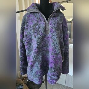 Mono B Purple and Gray Fleece pull over/quarter zip Size Large